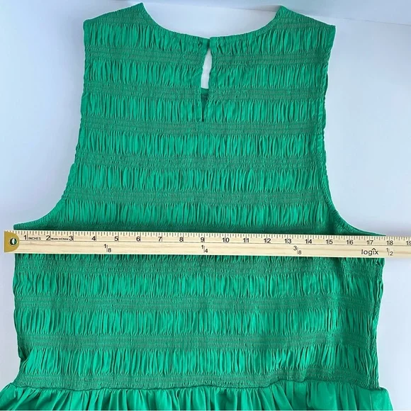 Madewell Melody Bubble Hem Smocked Midi Dress in Verdant Green Poplin |XL| NWT - Picture 6 of 15